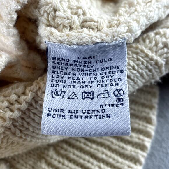Cream Cable Knit Fisherman's Sweater Ralph Lauren Sport M Beige Preppy *READ - Picture 11 of 11